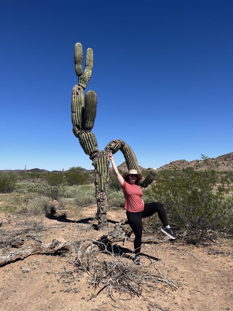 Jesse Maronto in El Pinacate Desert Preserve with a "Peace Cactus." Estrella Fugaz Camping trip!